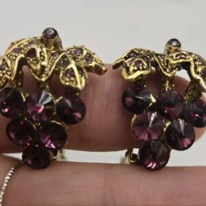 Vintage Rivoli Grape Cluster Earrings